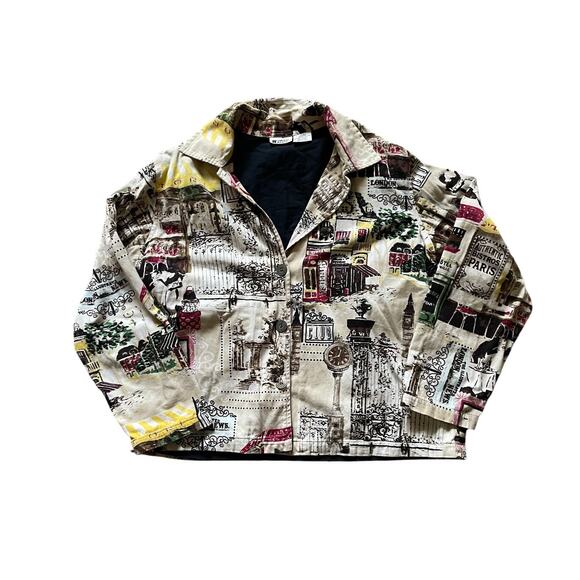 Units Geometric Postcard Novelty Art Print Jacket Unisex Size Large Cotton - Picture 1 of 9